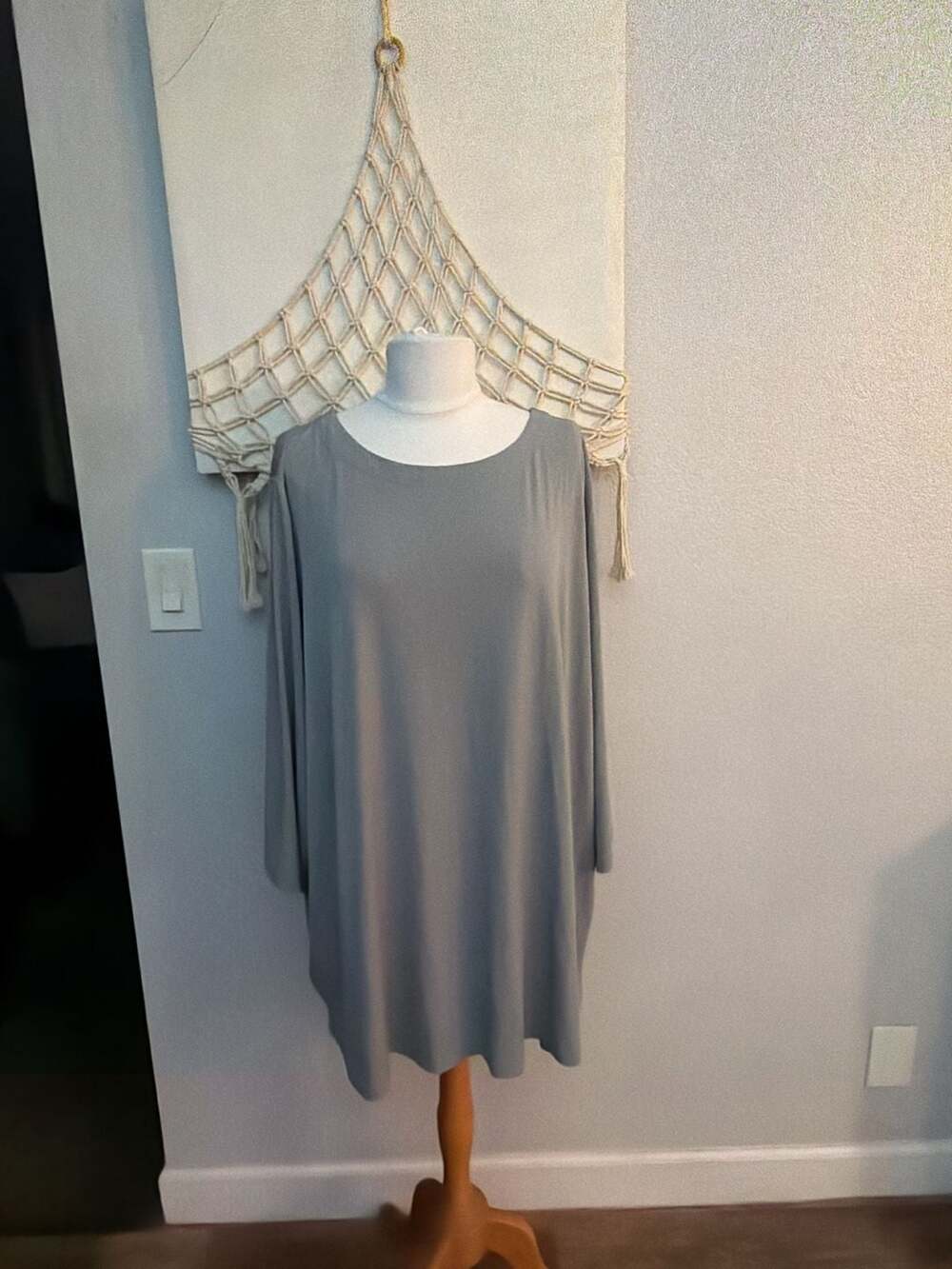 Susan Graver Modern Essentials Gray Dolman Sleeve Oversized Tunic Top
